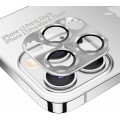Metallic Camera Cover with Tempered Glass for iPhone 13 pro Silver